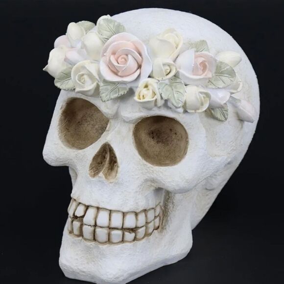 Laikearts Resin Floral Skull Accent - Picture 3 of 13
